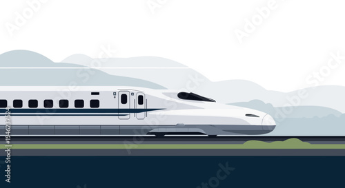 Modern Japanese High Speed Bullet Train Illustration