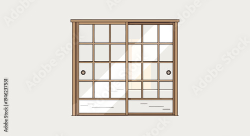 Traditional Japanese Shoji Sliding Door Illustration