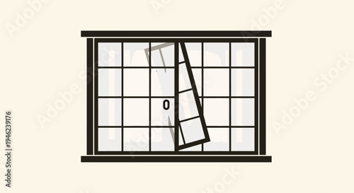 Broken Window Icon with Cracked Glass Pane