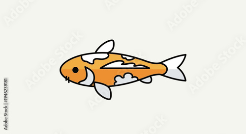 Cute Cartoon Koi Fish Vector Illustration
