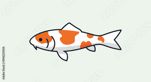 Simple Flat Vector Illustration of a Cute Koi Fish
