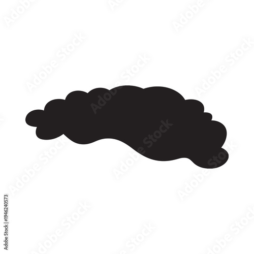 A black silhouette of a cloud resembling a stylized abstract shape