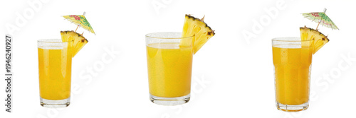 Fotografi Refreshing Tropical Pineapple Juice Cocktails in Three Different Glassware Style