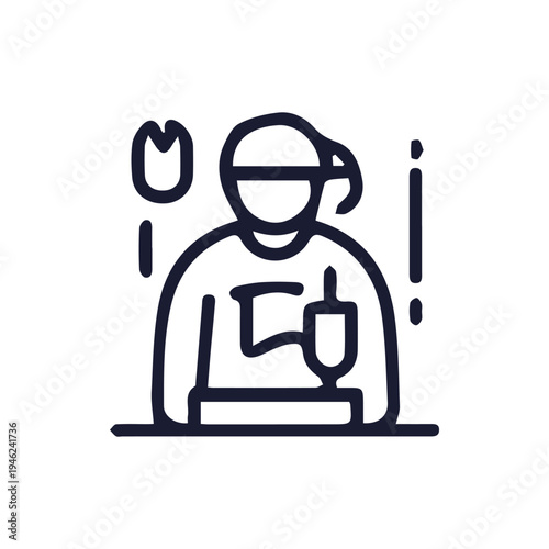 Simple Line Art Icon Of A Maker Working On A Creative Project