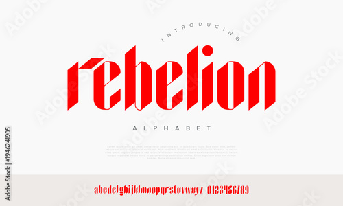 Rebelion bold gothic blackletter font with modern geometric style for streetwear and music poster