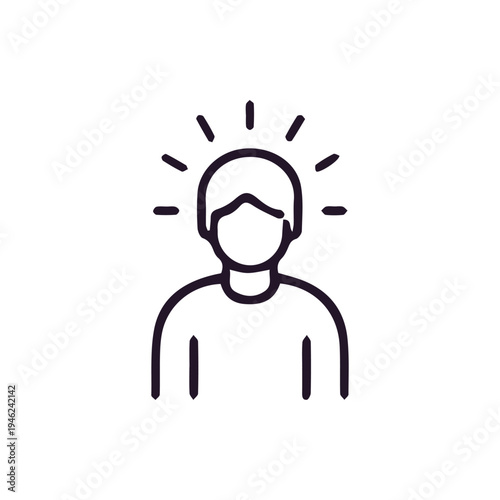 Simple Outline Icon Of A Person Radiating Positivity And Good Ideas
