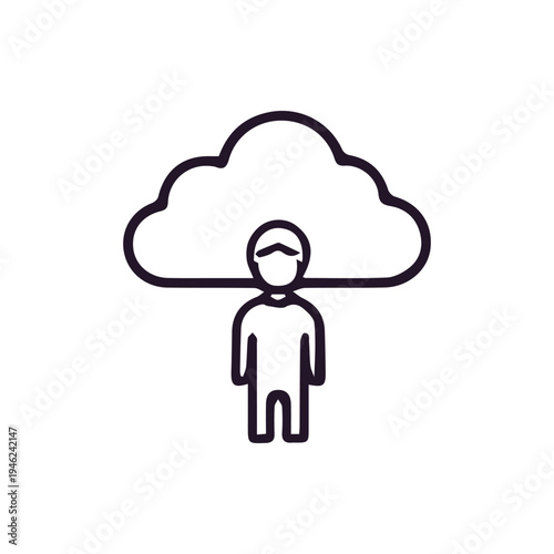 User Profile And Cloud Computing Line Icon For Modern Technology