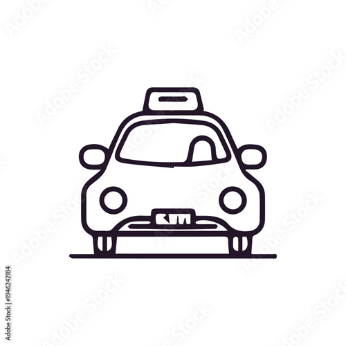 Simple Taxi Cab Front View Line Art Icon For Transportation Service