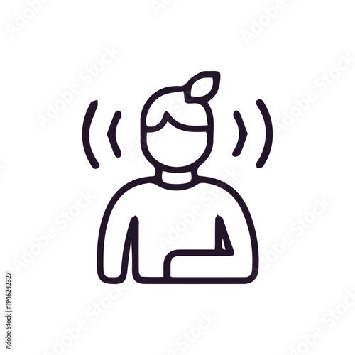 Minimalist Line Icon Of Person Experiencing Sound Or Vibration