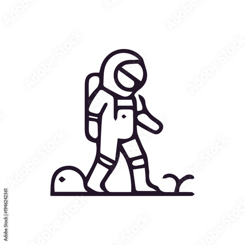 A Solitary Astronaut Explores an Alien Planet in This Line Art Icon