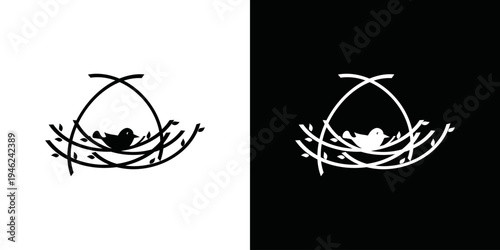simple vector bird in cage logo
