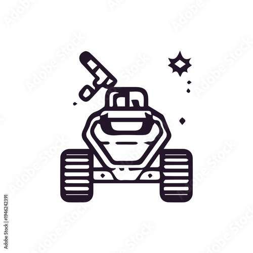 Minimalist Mars Rover Icon Exploring the Vast Expanse of Space