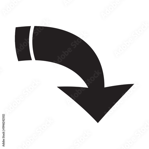 Simple black arrow pointing downwards a minimalist graphical representation