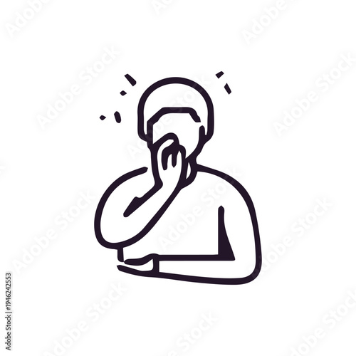 Minimalist Line Art Icon Of A Person Suffering From Toothache Pain