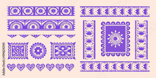 Collection of intricate blue and white ornamental lace patterns