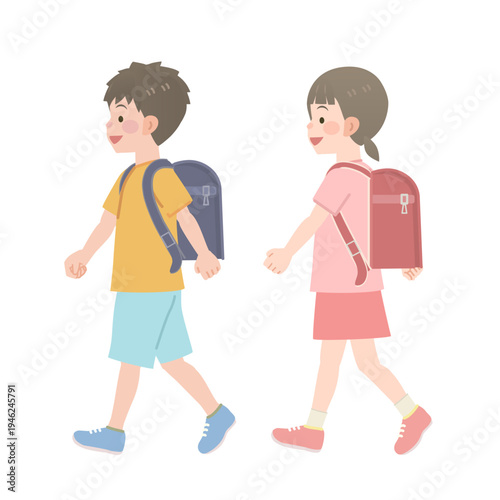 歩く小学生のイラスト
