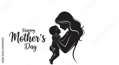 Silhouette mother holding baby tenderly celebrating happy mother's day love