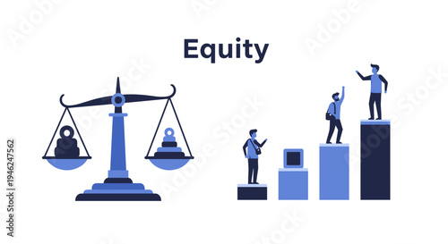 Conceptual illustration of fairness and opportunity with scales of justice