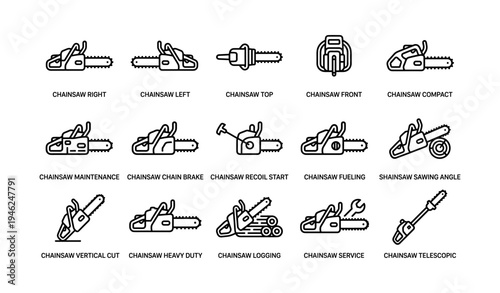 Chainsaw variants and features overview: compact, maintenance, fueling, logging