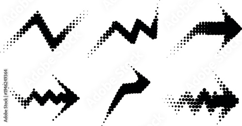 Collection of pixelated arrow and lightning bolt icons in various directions and styles