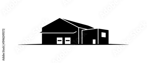 Minimalist Black Silhouette Warehouse Building Icon