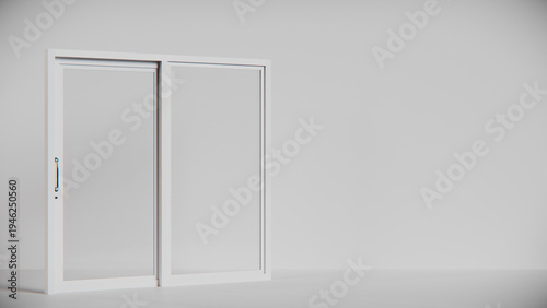 Φωτογραφία 3D render of modern sliding door window with aluminum frame and clean design