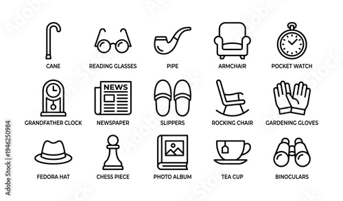 Vintage icons set featuring retro everyday items and accessories