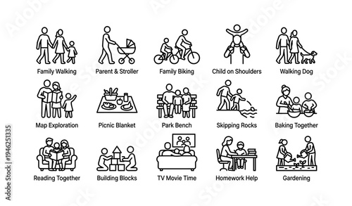 Diverse family activities including biking walking and outdoor fun