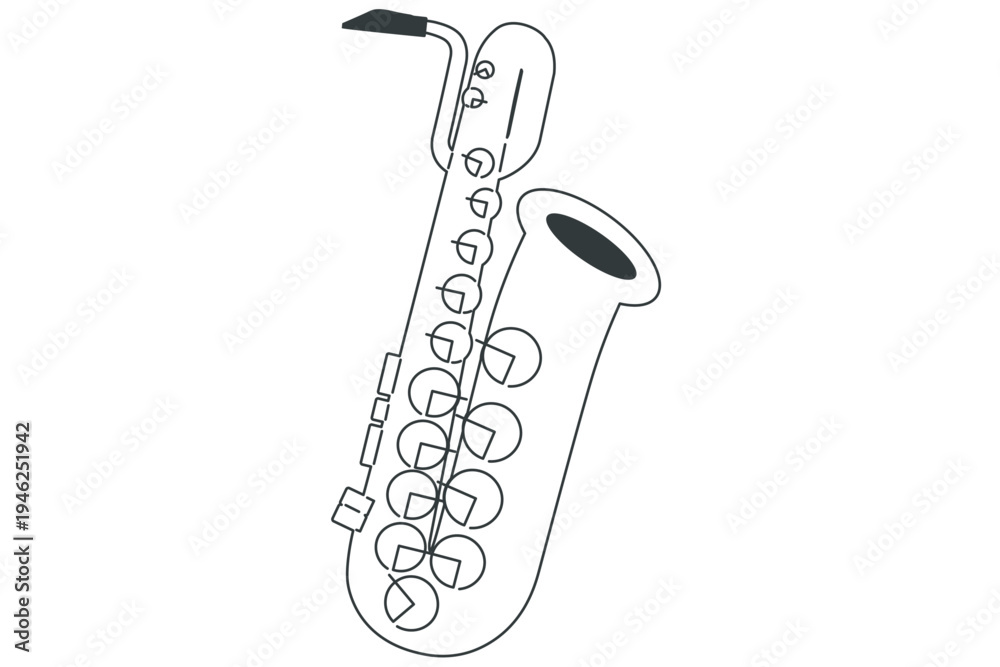Naklejka premium ミニマルなバリトンサックスの線画イラスト