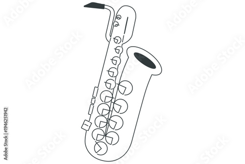 ミニマルなバリトンサックスの線画イラスト