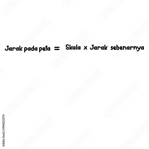 Map distance formula isolated on white background mathematics concept handwritten in simple educational style illustration for geography learning.
