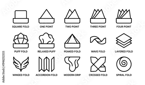 Types of pocket square folds: square, points, puff, drip, and more