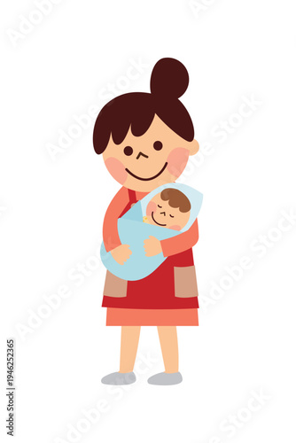 赤ちゃんを抱っこしている女性