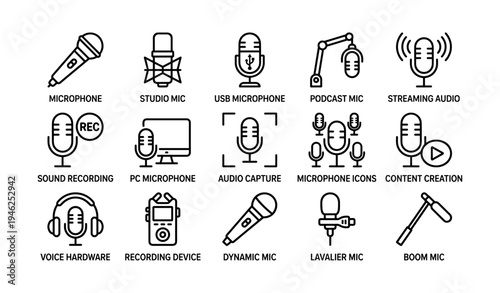 Various microphone types for audio recording and streaming