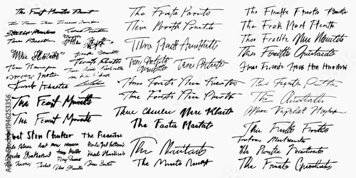 Collection of handwritten text samples displaying various cursive styles