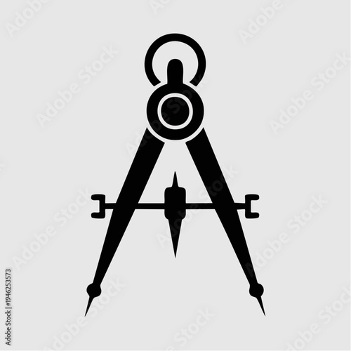 black silhouette drawing compass drafting tool icon