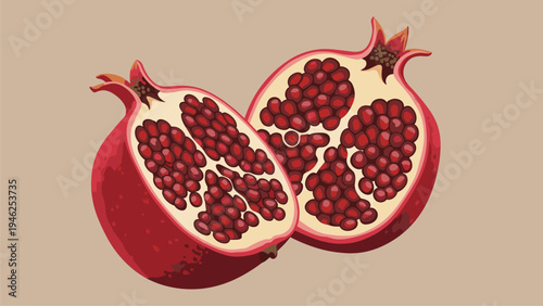 Fresh Pomegranate Halves Ripe Red Arils Healthy Food Ingredient for Commercial Use