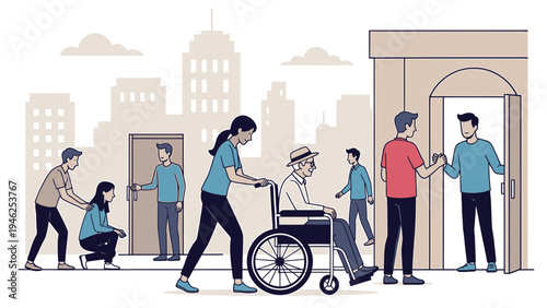 Concept Of Social Care And Assistance vector illustration