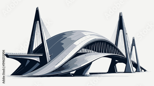 Architectural Concept of a Modern Bridge vector illustration