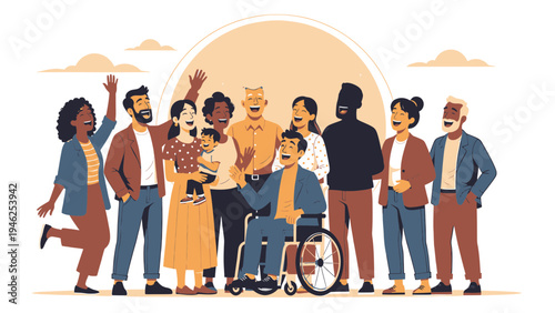 Diverse Group of People Smiling Together vector illustration