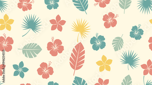 Tropical Floral Seamless Pattern Vector | Summer Beach Party Background Design