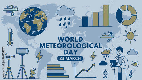World Meteorological Day Flat Design Concept vector illustration