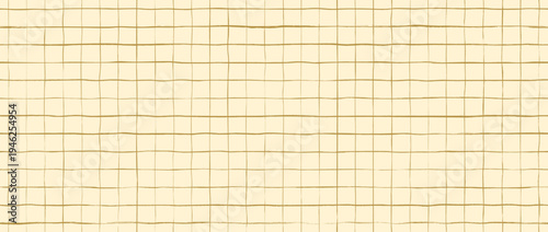 Funky seamless hand drawn square grid pattern. Yellow repeated doodled checkered background. Sketched thin checker paper texture. Pencil drawn journal sheet notebook template. Vector lined planer page