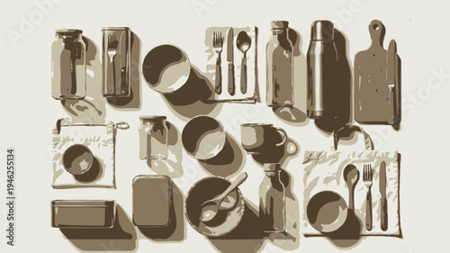 Sustainable Living Kit Still Life vector