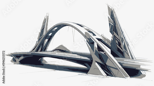 Futuristic Bridge Concept Sketch vector