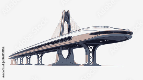 Futuristic Bridge Concept Design vector