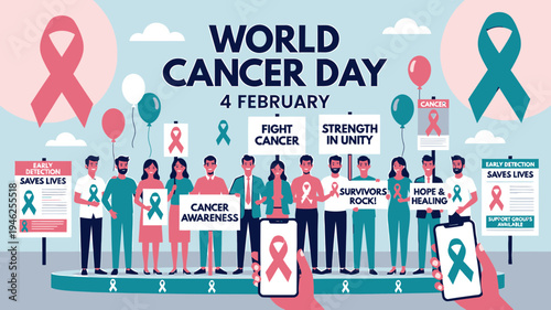 World Cancer Day Awareness and Unity Concept vector