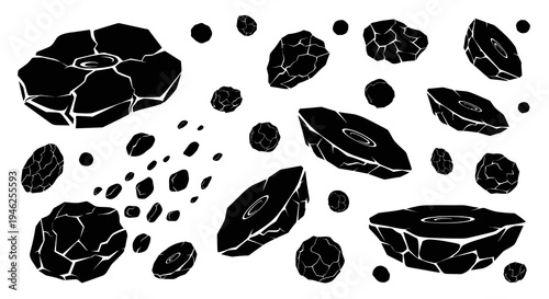 Black  White Space Asteroids Meteorites Glyphs - Astronomy, Gaming  Sci-Fi