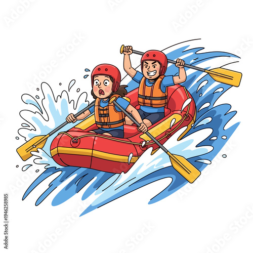 Excited Couple White Water Rafting Adventure