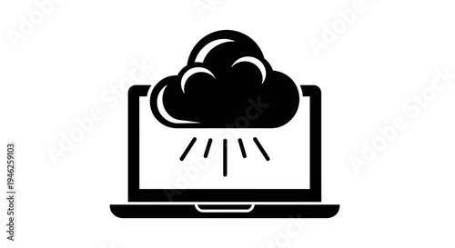 Cloud computing icon on laptop screen digital technology concept.